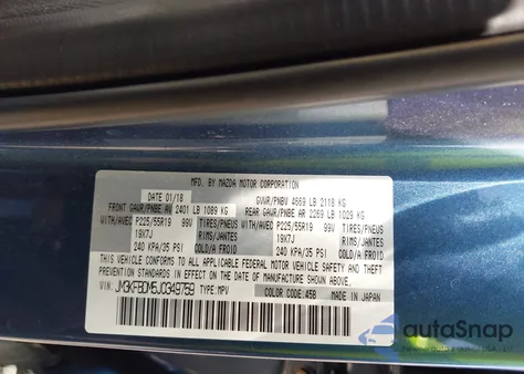 2018 Mazda Cx-5 Grand Touring z USA, uszkodzony, nr VIN JM3KFBDM5J0349759